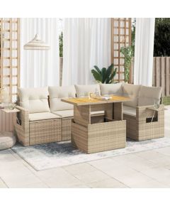 vidaXL vidaXL 6-cz. zestaw mebli ogrodowych z poduszkami, beżowy, polirattan Dārza mēbeļu komplekti