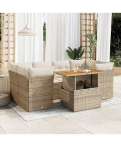 vidaXL vidaXL 7-cz. zestaw wypoczynkowy do ogrodu, z poduszkami, beżowy Dārza mēbeļu komplekti