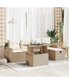 vidaXL vidaXL 6-cz. zestaw mebli ogrodowych z poduszkami, beżowy, polirattan Dārza mēbeļu komplekti