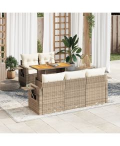 vidaXL vidaXL 6-cz. zestaw mebli ogrodowych z poduszkami, beżowy, polirattan Dārza mēbeļu komplekti