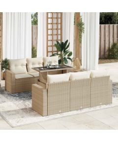 vidaXL vidaXL 7-cz. zestaw wypoczynkowy do ogrodu, z poduszkami, beżowy Dārza mēbeļu komplekti