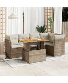 vidaXL vidaXL 6-cz. zestaw mebli ogrodowych z poduszkami, beżowy, polirattan Dārza mēbeļu komplekti