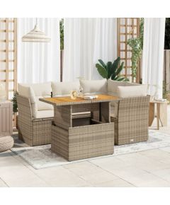 vidaXL vidaXL 5-cz. zestaw mebli ogrodowych z poduszkami, beżowy, polirattan Dārza mēbeļu komplekti