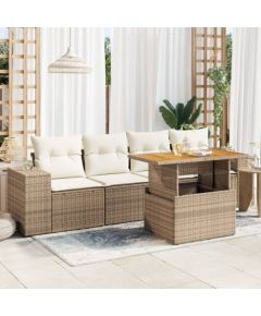 vidaXL vidaXL 5-cz. zestaw mebli ogrodowych z poduszkami, beżowy, polirattan Dārza mēbeļu komplekti