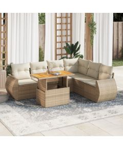 vidaXL vidaXL 7-cz. zestaw wypoczynkowy do ogrodu, z poduszkami, beżowy Dārza mēbeļu komplekti