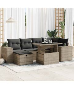 vidaXL 8-cz. zestaw mebli ogrodowych z poduszkami, szary, polirattan Dārza mēbeļu komplekti