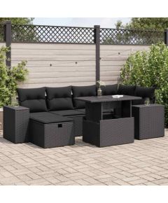 vidaXL 8-cz. zestaw wypoczynkowy do ogrodu, z poduszkami, czarny Dārza mēbeļu komplekti