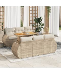 vidaXL vidaXL 7-cz. zestaw wypoczynkowy do ogrodu, z poduszkami, beżowy Dārza mēbeļu komplekti