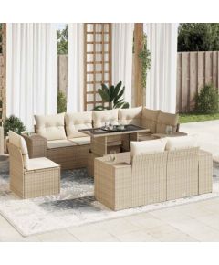 vidaXL vidaXL 9-cz. zestaw mebli ogrodowych z poduszkami, beżowy, polirattan Dārza mēbeļu komplekti