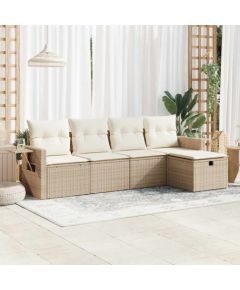 vidaXL vidaXL 5-cz. zestaw mebli ogrodowych z poduszkami, beżowy, polirattan Dārza mēbeļu komplekti