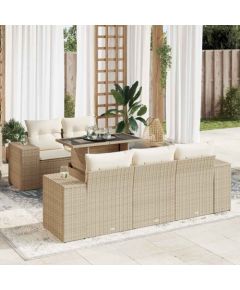 vidaXL vidaXL 6-cz. zestaw mebli ogrodowych z poduszkami, beżowy, polirattan Dārza mēbeļu komplekti