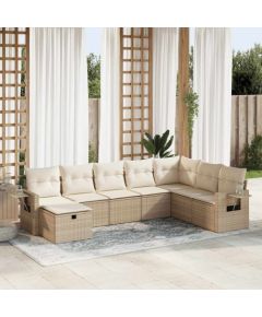 vidaXL vidaXL 8-cz. zestaw mebli ogrodowych z poduszkami, beżowy, polirattan Dārza mēbeļu komplekti