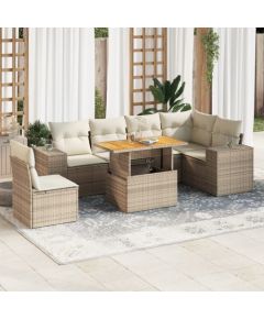 vidaXL vidaXL 7-cz. zestaw wypoczynkowy do ogrodu, z poduszkami, beżowy Dārza mēbeļu komplekti