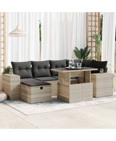 vidaXL 8-cz. zestaw mebli ogrodowych, poduszki, jasnoszary polirattan Dārza mēbeļu komplekti