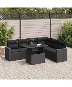 vidaXL 7-cz. zestaw wypoczynkowy do ogrodu, z poduszkami, czarny Dārza mēbeļu komplekti