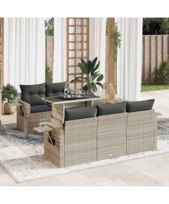 vidaXL 6-cz. zestaw mebli ogrodowych, z poduszkami, jasnoszary Dārza mēbeļu komplekti