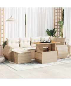 vidaXL 7-cz. zestaw wypoczynkowy do ogrodu, z poduszkami, beżowy Dārza mēbeļu komplekti