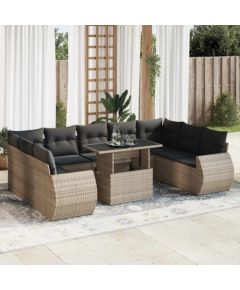 vidaXL vidaXL 10-cz. zestaw wypoczynkowy do ogrodu, z poduszkami, szary Dārza mēbeļu komplekti