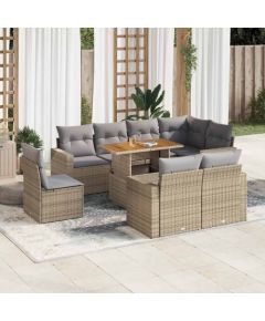 vidaXL vidaXL 9-cz. zestaw mebli ogrodowych z poduszkami, beżowy, polirattan Dārza mēbeļu komplekti