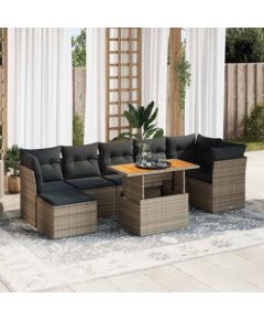 vidaXL vidaXL 8-cz. zestaw mebli ogrodowych z poduszkami, szary, polirattan Dārza mēbeļu komplekti