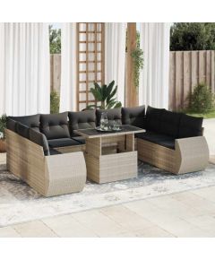 vidaXL vidaXL 10-cz. zestaw wypoczynkowy do ogrodu, z poduszkami, jasnoszary Dārza mēbeļu komplekti