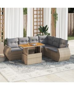 vidaXL vidaXL 7-cz. zestaw wypoczynkowy do ogrodu, z poduszkami, beżowy Dārza mēbeļu komplekti