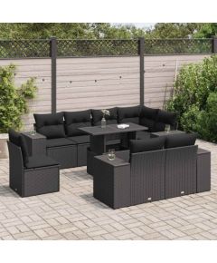 vidaXL vidaXL 9-cz. zestaw wypoczynkowy do ogrodu, z poduszkami, czarny Dārza mēbeļu komplekti