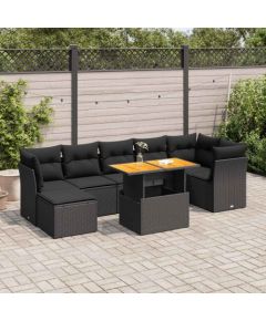 vidaXL vidaXL 8-cz. zestaw wypoczynkowy do ogrodu, z poduszkami, czarny Dārza mēbeļu komplekti