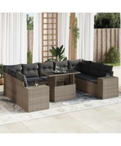 vidaXL vidaXL 10-cz. zestaw wypoczynkowy do ogrodu, z poduszkami, szary Dārza mēbeļu komplekti