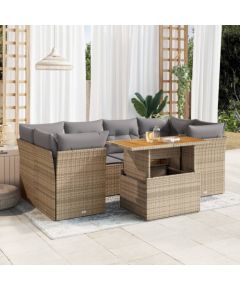 vidaXL vidaXL 7-cz. zestaw wypoczynkowy do ogrodu, z poduszkami, beżowy Dārza mēbeļu komplekti