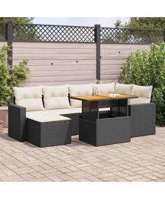 vidaXL vidaXL 7-cz. zestaw wypoczynkowy do ogrodu, z poduszkami, czarny Dārza mēbeļu komplekti