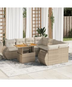 vidaXL vidaXL 9-cz. zestaw mebli ogrodowych z poduszkami, beżowy, polirattan Dārza mēbeļu komplekti