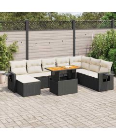 vidaXL vidaXL 9-cz. zestaw wypoczynkowy do ogrodu, z poduszkami, czarny Dārza mēbeļu komplekti