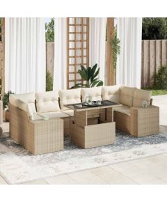 vidaXL vidaXL 8-cz. zestaw mebli ogrodowych z poduszkami, beżowy, polirattan Dārza mēbeļu komplekti