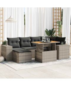 vidaXL vidaXL 7-cz. zestaw wypoczynkowy do ogrodu, z poduszkami, szary Dārza mēbeļu komplekti