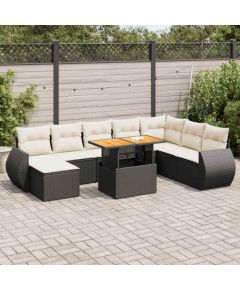 vidaXL vidaXL 9-cz. zestaw wypoczynkowy do ogrodu, z poduszkami, czarny Dārza mēbeļu komplekti