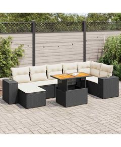 vidaXL vidaXL 8-cz. zestaw wypoczynkowy do ogrodu, z poduszkami, czarny Dārza mēbeļu komplekti