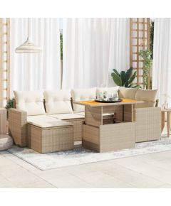 vidaXL vidaXL 7-cz. zestaw wypoczynkowy do ogrodu, z poduszkami, beżowy Dārza mēbeļu komplekti