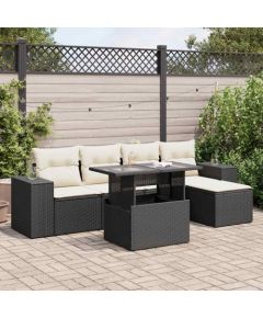 vidaXL vidaXL 6-cz. zestaw mebli ogrodowych z poduszkami, czarny polirattan Dārza mēbeļu komplekti