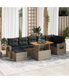 vidaXL vidaXL 8-cz. zestaw mebli ogrodowych z poduszkami, szary, polirattan Dārza mēbeļu komplekti