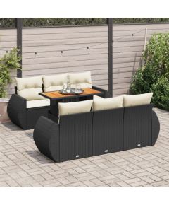 vidaXL vidaXL 7-cz. zestaw wypoczynkowy do ogrodu, z poduszkami, czarny Dārza mēbeļu komplekti