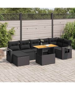 vidaXL vidaXL 8-cz. zestaw wypoczynkowy do ogrodu, z poduszkami, czarny Dārza mēbeļu komplekti