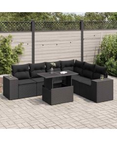 vidaXL vidaXL 7-cz. zestaw wypoczynkowy do ogrodu, z poduszkami, czarny Dārza mēbeļu komplekti