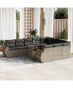 vidaXL vidaXL 11-cz. zestaw mebli ogrodowych z poduszkami, szary rattan PE Dārza mēbeļu komplekti