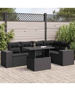 vidaXL vidaXL 6-cz. zestaw mebli ogrodowych z poduszkami, czarny polirattan Dārza mēbeļu komplekti