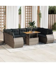 vidaXL vidaXL 10-cz. zestaw wypoczynkowy do ogrodu, z poduszkami, szary Dārza mēbeļu komplekti