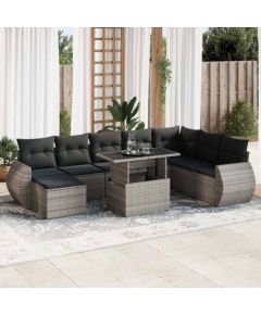 vidaXL vidaXL 9-cz. zestaw mebli ogrodowych z poduszkami, szary, polirattan Dārza mēbeļu komplekti