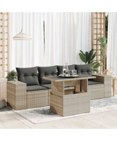 vidaXL vidaXL 5-cz. zestaw mebli do ogrodu, poduszki, jasnoszary rattan PE Dārza mēbeļu komplekti