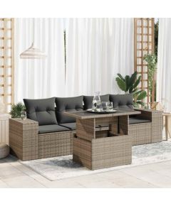 vidaXL vidaXL 5-cz. zestaw wypoczynkowy do ogrodu, poduszki, szary rattan PE Dārza mēbeļu komplekti