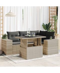 vidaXL vidaXL 5-cz. zestaw mebli do ogrodu, poduszki, jasnoszary rattan PE Dārza mēbeļu komplekti